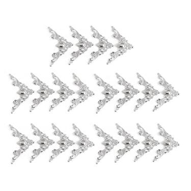 Imagem de HEEPDD 20 PCS Livro Protetores de Corner, Antique Metal Book Scrapbooking Álbuns de Fotos de Cantos Decoração de Protetores para Criar Scrapbooking ângulo Capa de Capa Caderno (Branco)