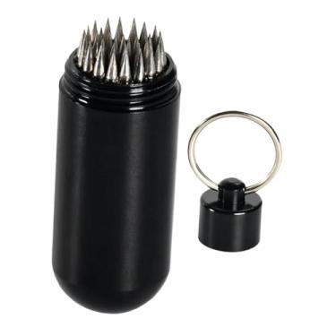 Imagem de Colaxi Ferramenta de reparo de ponta de taco de sinuca, melhora a precisão do taco, profissional, portátil, resistente, alumínio com chaveiro, ferramenta de, Preto