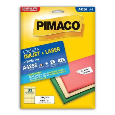 Imagem de Etiqueta inkjet/laser A4256 com 25 folhas Pimaco