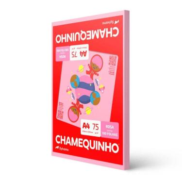 Imagem de Papel sulfite A4 rosa 210x297 com 100 folhas Chamequinho