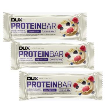Imagem de Kit 3 Barra de Proteína Dux Proteinbar Chocolate Branco e Frutas Verme