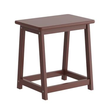 Imagem de PULIJIAJU Banco de madeira, banco pequeno, banco de banheiro de madeira, suporte de plantas, banco artesanal para trocar sapatos para crianças ou adultos (café, grande)