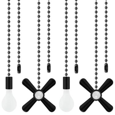 Imagem de SHIFANQI Corrente para ventilador de teto, pacote com 4 lâmpadas 3D e extensão de corrente para ventilador, corrente decorativa de 30,5 cm, pingente para ventilador de luz de teto, extensores de