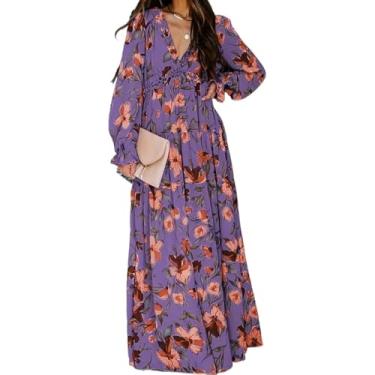 Imagem de Vestido De Noite Feminino Casual Floral Decote V Profundo Manga Longa Vestido De Noite Cocktail Party Maxi Vestidos De Noiva, 8#, M