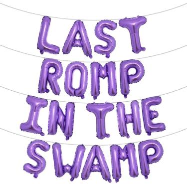 Imagem de Balões de letras - Last ROMP IN THE SWAMP 40,6 cm letras do alfabeto folha balão Mylar faixa de despedida de solteira (ÚLTIMA ROMP NO PÂNGUO Roxo)