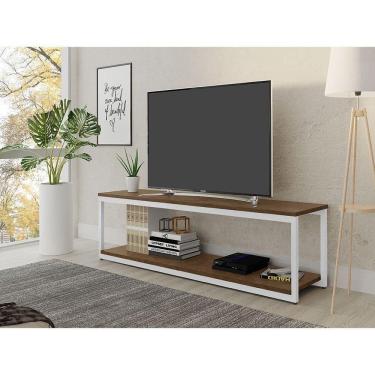 Imagem de Rack Munique Estilo Industrial Klm Móveis Amadeirado Com Branco