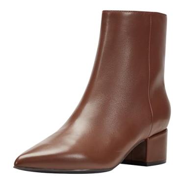 Imagem de Marc Fisher Bota de cano curto feminina Gismo, Couro natural escuro 121, 38