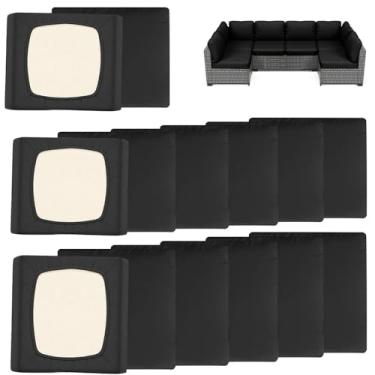 Imagem de HYuMCCyhT Capas de almofada elásticas para área externa, substituição de capas de sofá ao ar livre, para capas de almofada de móveis de pátio, protetor de móveis reutilizável lavável (14, preto)