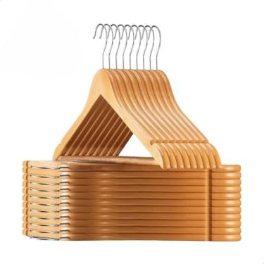 Imagem de Kit 30 Cabides de Madeira Marfim – Antiderrapante para Peças Delicadas