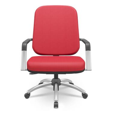 Imagem de Cadeira de Escritório Giratória com Braço Cromada Magno P03 Crepe Vermelho - Lyam Decor