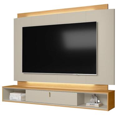 Imagem de Painel Para TV 75 Pol Bancada Suspensa 200cm LED Benny L05 Tauari Off White Fosco - Lyam Decor