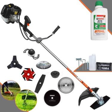 Imagem de Cortador de Grama Completa À Gasolina Terra GRH520 52cc 2,5HP Alta Performance Com Carretel de Nylon + Kit 7 Opções de Corte + ÓLEO STIHL 2 Tempos