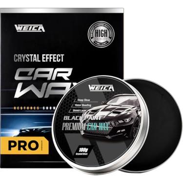 Imagem de WEICA Cera de carro preta sólida para carros pretos, limpador de kit de cera de carro de carnaúba, resistente a arranhões de carro, revestimento de cerâmica automotivo 180 g com esponja