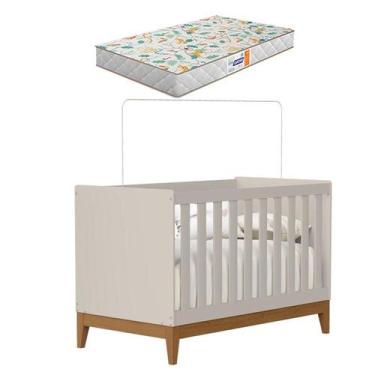 Imagem de Berço Americano Flip Areia Acetinado com Colchão Gazin - Reller