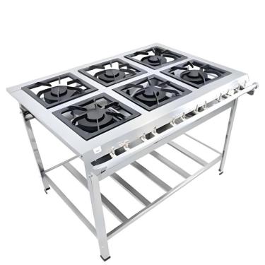 Imagem de Fogao 6 Bocas 30X30cm Gas Glp Baixa Pressao Ei6 Extra Perfil 5Cm De Pe - Venancio