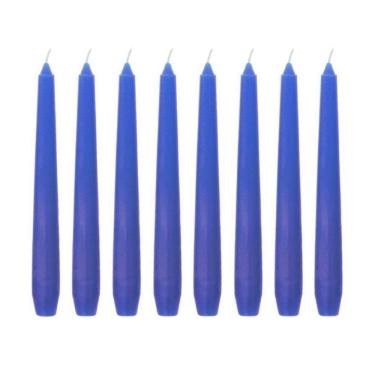 Imagem de Kit 10 Velas Castiçal Lisa 20 Cm Azul Candelabro Velitas