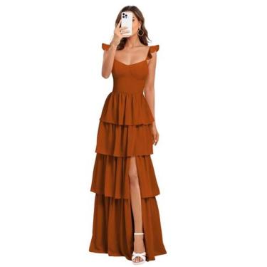 Imagem de Vestido de dama de honra Dessiny Burnt Orange Chiffon A-line US6