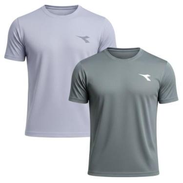Imagem de Kit 2 Camisetas Diadora Small Logo Masculina - Grafite e Cinza XGG, Ci