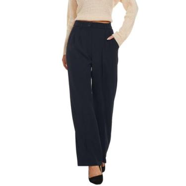 Imagem de Calças largas FUNYYZO de cintura alta com elástico nas costas feminina