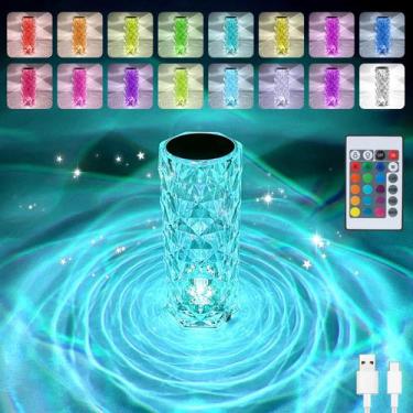 Imagem de Candeeiro de mesa Deogos Crystal Rose RGB com mudança de cor USB
