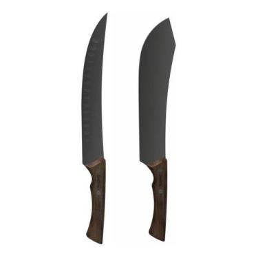 Imagem de Kit 02 Faca Carne Churrasco Inox Butcher Cuchillo Tramontina
