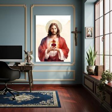 Imagem de Quadro Decorativo Jesus Cristo O Filho de Deus - 70x50cm - Quadros On-