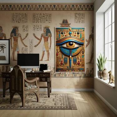 Imagem de Quadro Olho de Hórus Símbolo Egípcio de Proteção - 70x50cm - Quadros O