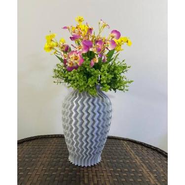 Imagem de Vaso Jarro Decorativo Zig Zag 25cm Plástico Flores artificiais Decoraç