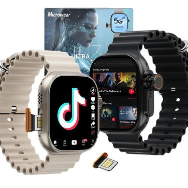 Imagem de Smartwatch Relógio Ultra 3 Ai 5G Microwear chip GPS 6gb + 4 puls Serie 10-Unissex