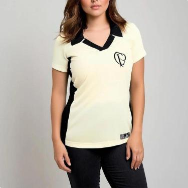 Imagem de Camisa Polo Corinthians CP Retrô Torcedora Feminina OffWhite-Feminino