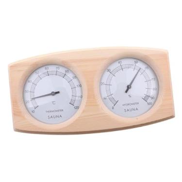 Imagem de Bothyi Termômetro e higrômetro para sauna de madeira 23,5x13x3 cm para acessório de spa doméstico com furo para pendurar na parte traseira 10-120 °C Design