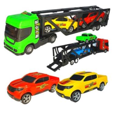 Imagem de Caminhão Cegonha Grante + Carrinhos De Brinquedo Plástico