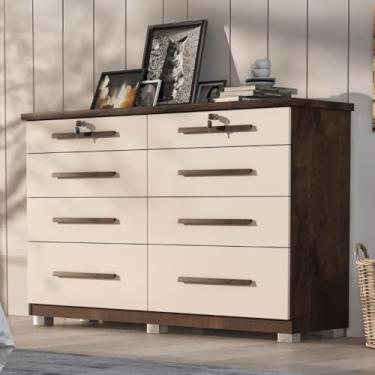 Imagem de Comoda Monza 8 Gav Com Pés Chocolate/off White