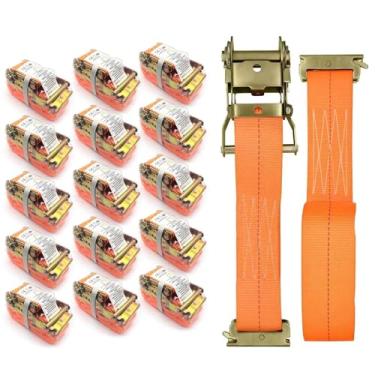 Imagem de SALUINOKI Pacote com 16 E Track 2 Correia catraca Etrack Van Strap Box Correias de caminhão Acessórios Heavy Duty 4,5 m E Track Accessories 1,995.8 kg Carga de quebra, 2200 carga de trabalho laranja
