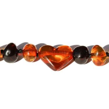 Imagem de Colar Âmbar Báltico Cereja Polido e Mel Escuro Polido com Pingente de 