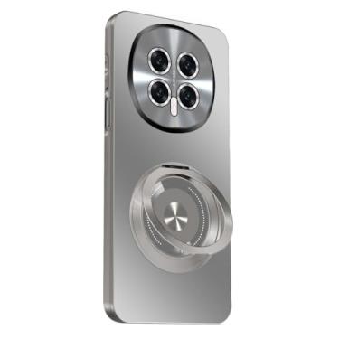 Imagem de FWYANZH Capa para Honor Magic 8 Pro/8, capa de proteção fina para lente da câmera, capa de telefone à prova de choque com suporte giratório, cinza, 8Pro