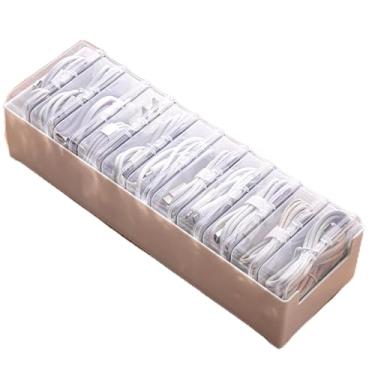 Imagem de Caixa organizadora de cabos com várias caixas, armazenamento de cabos de mesa para carregador, acessórios de uso em casa, escritório, viagens (29 x 10 x 6 cm)
