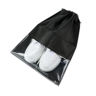 Imagem de Generic Bolsa de viagem com janela transparente com cordão organizador para homens e mulheres, Preto, Bolsas de sapato para viagem