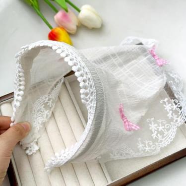 Imagem de Cachecol triangular, laço branco, para o verão, feminino, respirável, para uso diário, ao ar livre, protetor solar, acessório de moda