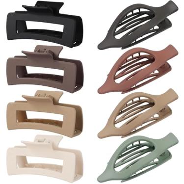 Imagem de CHANDAT Grampos de cabelo para mulheres 10 cm grandes grampos de garra de cabelo 8 peças clipes quadrados e grampos de cabelo planos para cabelo grosso ou fino presilhas de cabelo francês Concord