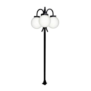 Imagem de Poste Luminária Glob Triplo Braço Baixo Preto 200cm