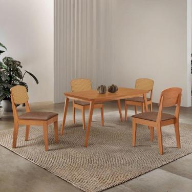 Imagem de Mesa De Jantar Copper 120cm Tampo Mdf Laminado 4 Cadeiras Tork/naturale/naturale