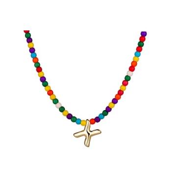 Imagem de WomenGifts Colares com inicial bolha para mulheres modernos, delicados e coloridos feitos à mão, joias para meninas adolescentes, colar com pingente de letra A a Z, presentes de aniversário para ela