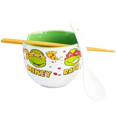 Imagem de Get Trend Conjunto de 3 tigelas de ramen de tartarugas Ninja com pauzinhos de bambu, colher para crianças, adolescentes e adultos, tigela de macarrão de 590 ml, presentes para adolescentes (multi)