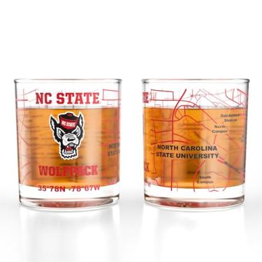 Imagem de Greenline Goods Copos de uísque North Carolina State University Wolfpack College (conjunto de 2), 283 g – Logotipo colorido + mapa do campus