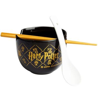 Imagem de Get Trend Harry Potter – Tigela de cerâmica para ramen, conjunto de 3 peças com pauzinhos de bambu, colher, crianças, adolescentes e adultos, tigela de macarrão de 590 ml, presentes seguros para