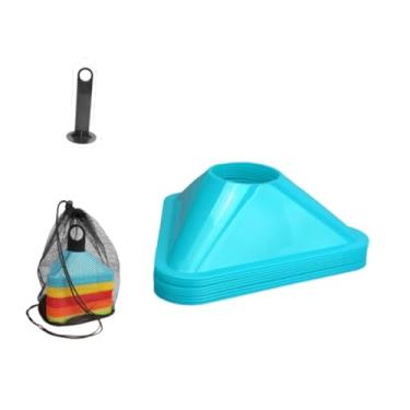 Imagem de RNXRZANK Conjunto de 10 Cones Triangulares para Treinamento de Futebol, Agilidade E Outros Exercícios, Azul