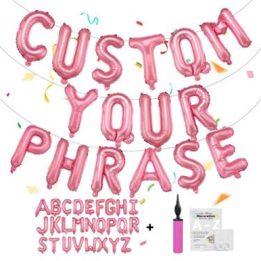 Imagem de Conjunto de balões com letras TangTuan Pastel Pink 53 unidades A-Z com