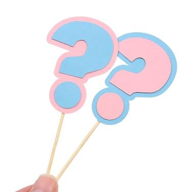 Imagem de Pink and Blue Question Mark Cupcake Toppers - Baby Shower Cake Decorations, Gender Reveal Party Decorations for Baby, Boy or Girl Party Supplies Decor, Cake Smash Photo Props (12 Pcs)