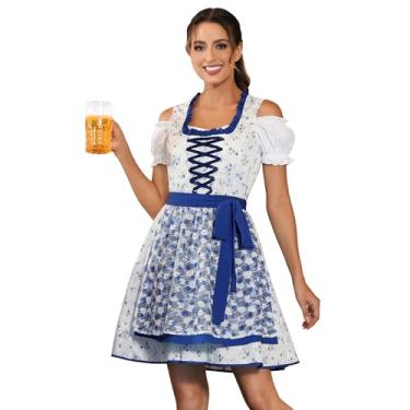 Imagem de Zhitunemi Oktoberfest Trajes femininos: vestidos Dirndl alemães femininos festival de cerveja bávara festa celebrações Wurstfest 32018Blue-2GG